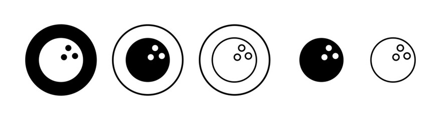 Bowling game Pin Icons set. Bowling icon, ball and pin