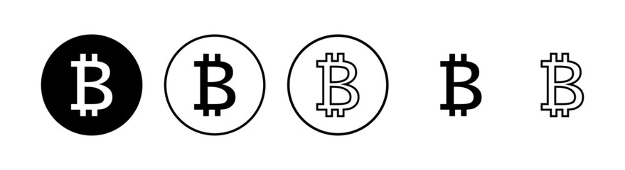 Bitcoin sign icons set. Crypto currency symbol. Blockchain. Cryptocurrency