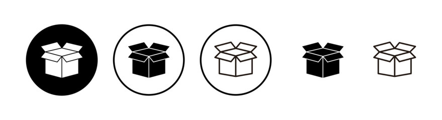 Open box icons set. Cardboard box, packaging open. Box icon vector
