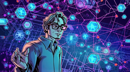 concept of Blockchain scalability solutions graphics . Fantasy concept , Illustration painting.