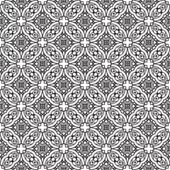 Schilderijen op glas Mandala. round ornament pattern. vintage decorative elements. Elegant Arabian black and white seamless ornament, raster graphics. © Bharat