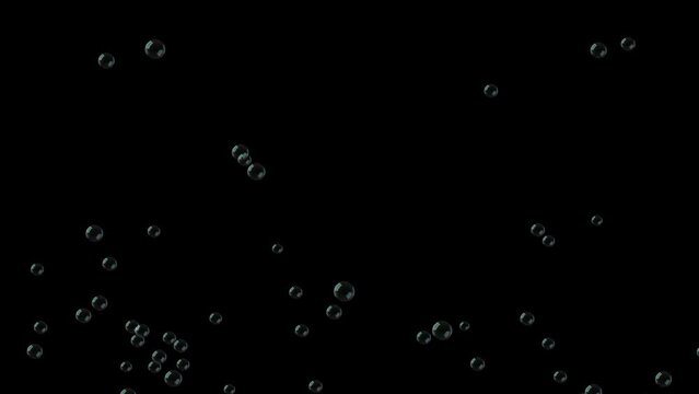 Water bubble particles float upwards. Screen full of bubbles. Black Screen Loop Animation. soda bubbles, Ocean, Air, sea, aqua, Bath Soap, liquid, underwater, Drops, drink, splashes, fizz, waterdrop