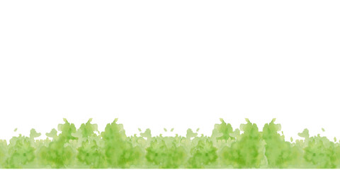 Hand drawn watercolor seamless banner  of green abstract  branches and grass for wedding, birthday, greeting card, menu, banner, border, stickers. 