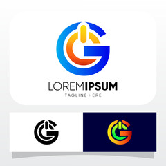Letter G Initial Power Button Logo Design Vector Icon Graphic Emblem Illustration 