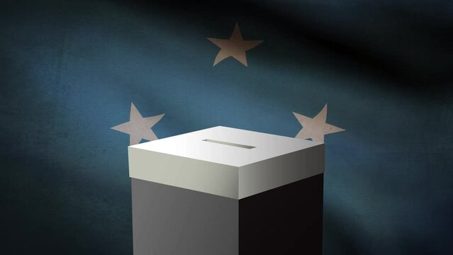 Casting vote into the ballot box during Federated States of Micronesia election