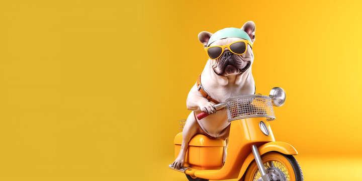 Cooler Hund auf Motorrad KI