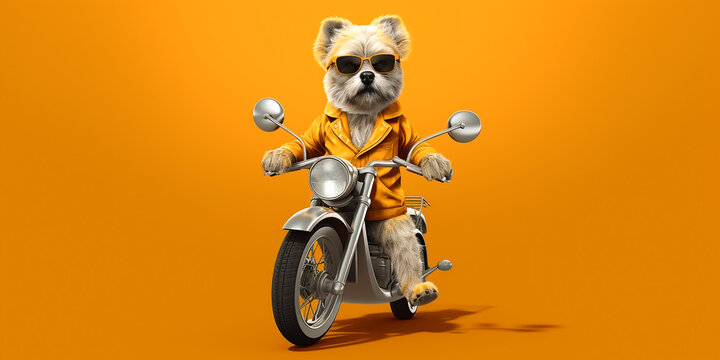 Cooler Hund auf Motorrad KI