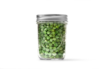 Freeze Dried Peas in a mason jar Isolated with Shadow