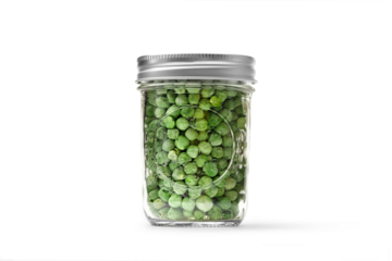 Freeze Dried Peas in a mason jar Isolated with Shadow
