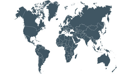 Obraz premium World map. Silhouette map. Color modern vector map. 