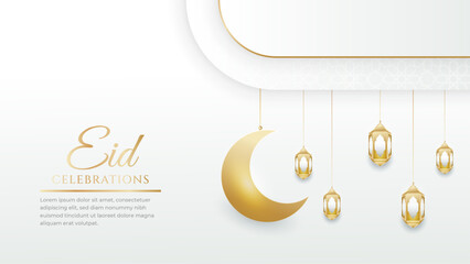 vector beautiful eid mubarak islamic white and gold