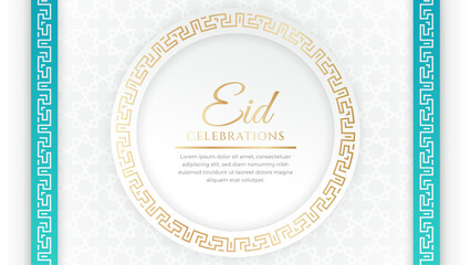 Eid mubarak white and gold background simple element with ornament