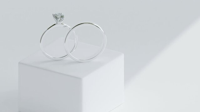 Wedding rings of silver, palladium metal with diamonds
