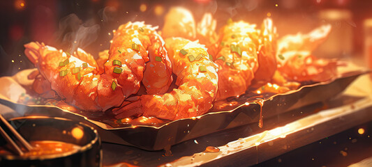 Obraz na płótnie Canvas Tasty tempura colorful drawing illustration - Generative AI