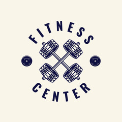 Set of Fitness Logo Retro Style. Good For Fitness Logo, Gym Logo. Template for sport icon, symbol, logo or other branding. Modern retro illustration.