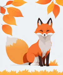 Obraz premium a painting of a fox cute art. autumn.