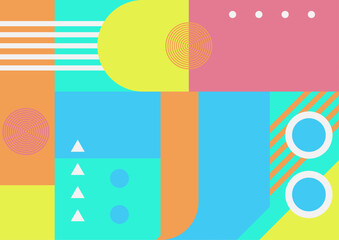 Geometric posters. Bauhaus cover templates with abstract colorful geometry. Retro architecture minimal shapes, forms, lines and eye design vector.