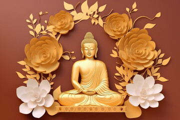 buddha meditate on lotus flower, generative AI