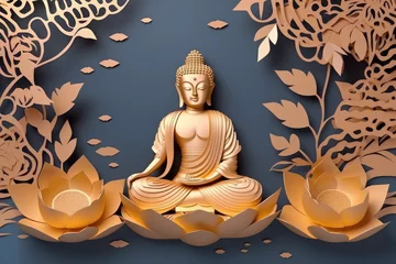 Foto op Plexiglas buddha meditate on lotus flower, generative AI © Kien