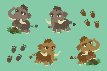 Obraz premium graphic element mammoth illustration for children, school props, education and t-shirt design