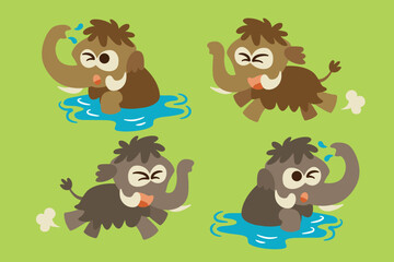 graphic element mammoth illustration for children, school props, education and t-shirt design