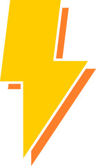 Yellow electric thunder bolt doodle icon PNG