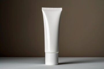 Moisturiser hand cosmetic cream white plastic tube mockup front view. AI Generative