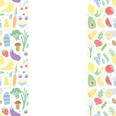Healthy food frame. Drawn healthy food background