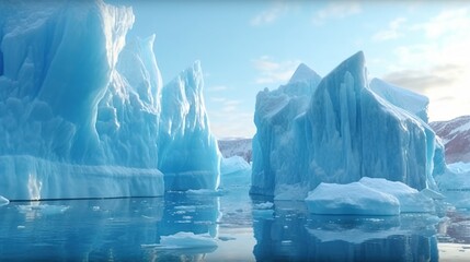 Captivating icebergs and glaciers . Fantasy concept , Illustration painting.