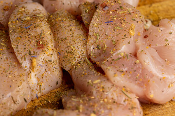 Freshly washed and skinned chicken meat