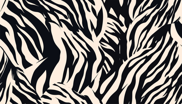Hand drawn contemporary abstract zebra striped print. Modern fashionable template for design