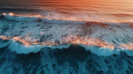 twilight sea with swaying waves