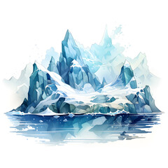 playful illustration of stylized iceberg, featuring combination of geometric shapes and patterns, whites, set against pristine white background. AI Generated, Generative AI