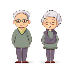 Senior, elder man and woman character illustration