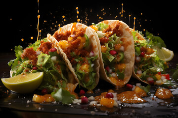Fototapeta na wymiar Doritos Locos Tacos with sauce