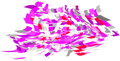 Scattered square particles ornament. Mosaic flight wind. Windy destroyed cell wall. Flight colored tiles flock direction stream.Leaf fall conditional parts single whole. Crash curved surface.