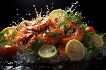 Fototapeta na wymiar cooked shrimp on a plate 