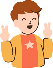 Smiling Boy with Peace Sign