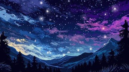 Celestial night sky with stars . Fantasy concept , Illustration painting.