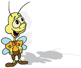 Funny Smiling Beetle with Yellow Head and Big Eyes