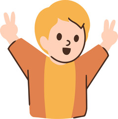 Smiling Boy with Peace Sign