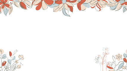 Spring Colorful botanical flat vector Horizontal illustration on white background.