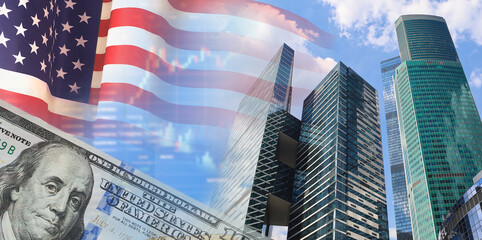 USA real estate on business background. 3d illustration