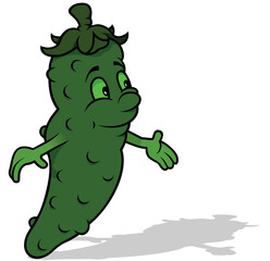Green Smiling Gherkin with Face and Hands