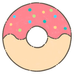 Hand draw cute icon line and color - donut