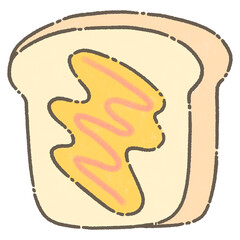 Hand draw cute icon line and color - bread and jam