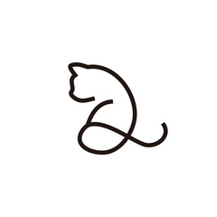 Line cat logo illustration