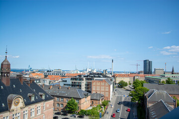 Cityscape of Aarhus in Denmark in summer 2023 - the city seen from above