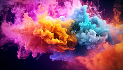 Obraz premium Colorful dust explosion in black background 3D creative wallpaper texture