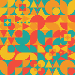 Seamless Pattern Geometric Abstract Ornament Mosaic Decorative Background Vector Red Yellow